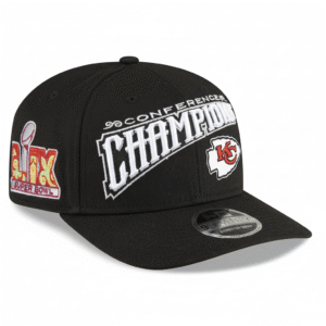 Kansas City Chiefs New Era 2024 AFC Champions Locker Room Trophy Collection 9SEVENTY Stretch-Snap Hat Black