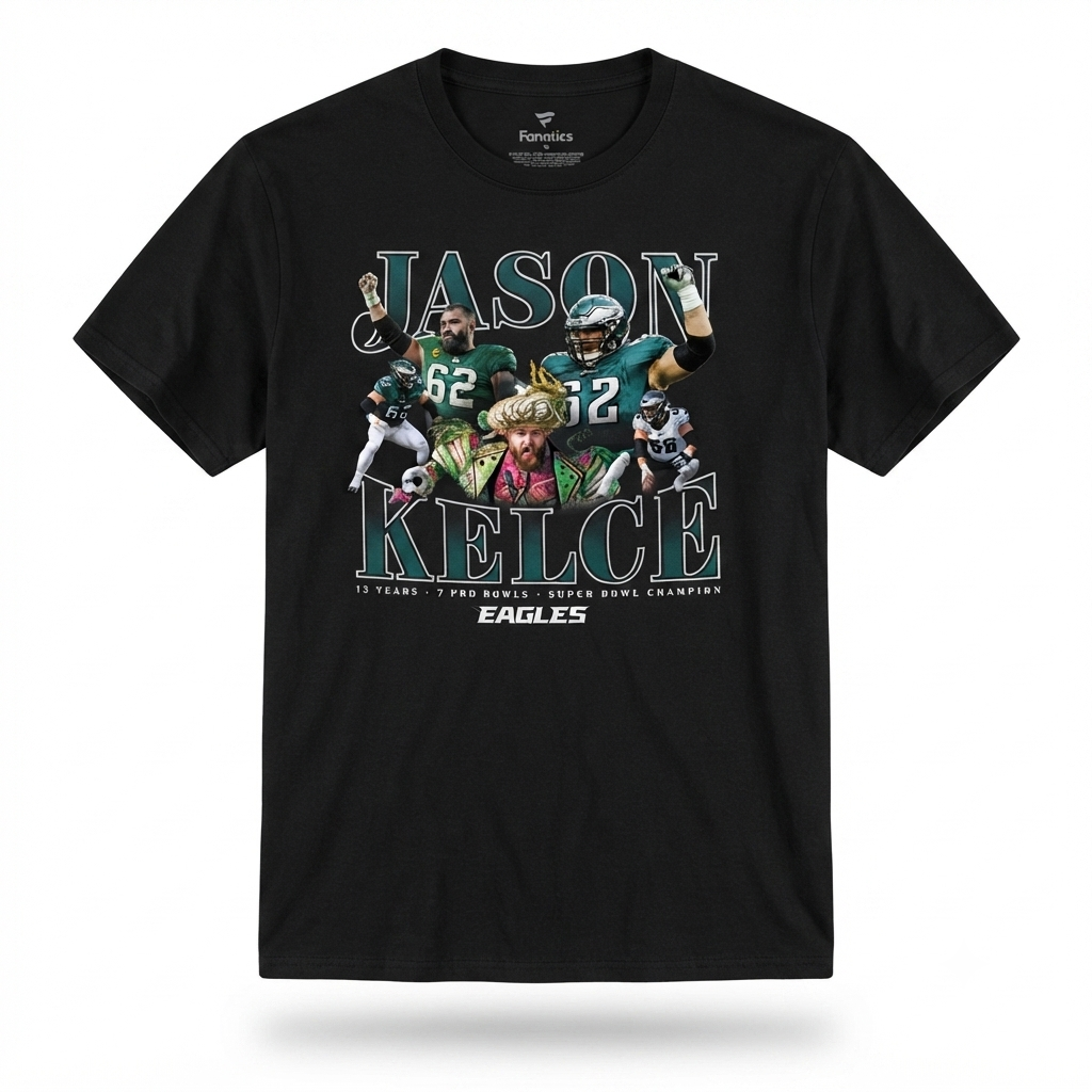 Jason Kelce Philadelphia Eagles Black T Shirt