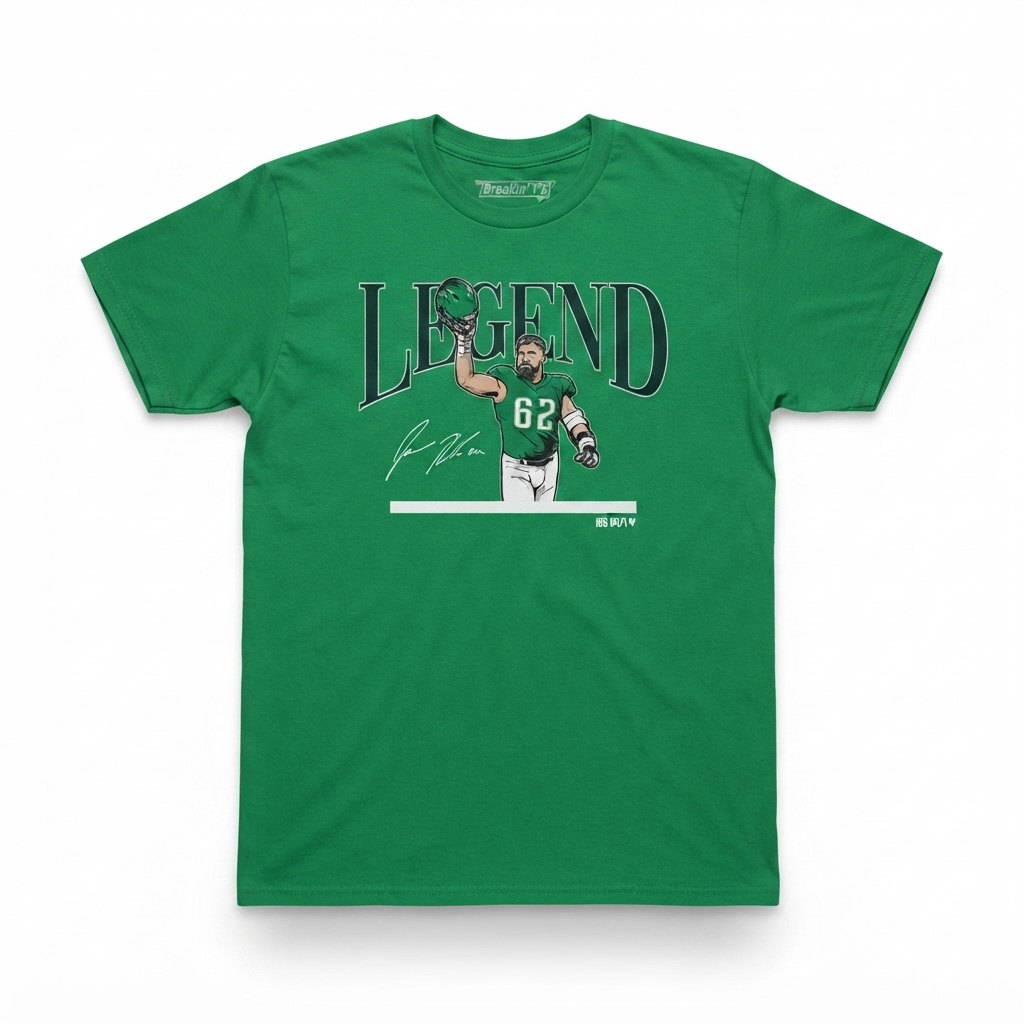 Jason Kelce Philadelphia Eagles Youth Kelly Green Legend Player Tee